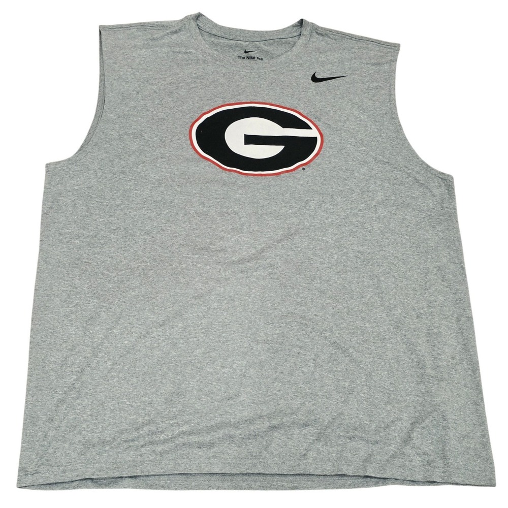 Nike Georgia Bulldogs Sleeveless Shirt Men's XXL Gray Dri-FIT UGA Workout NCAA